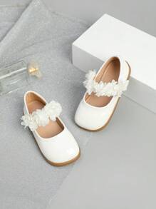 Girls 3D Floral Decor Flat Shoes, Suitable For Daily Wear, Spring/Summer