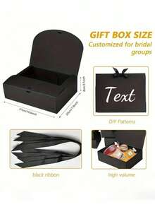 1/10/30/50 PCS - Personalized Christmas Gift Box, Custom Name Pink Kraft Paper Gift Box, 10.6x7.9x3.1 Inches, Christmas Pink Gift Box With Pink Ribbon, Multi-Functional Folding Gift Box Wedding, Customizable Pink Gift Box Cover, Personalized Text Custom Gift Box - Black - View 6
