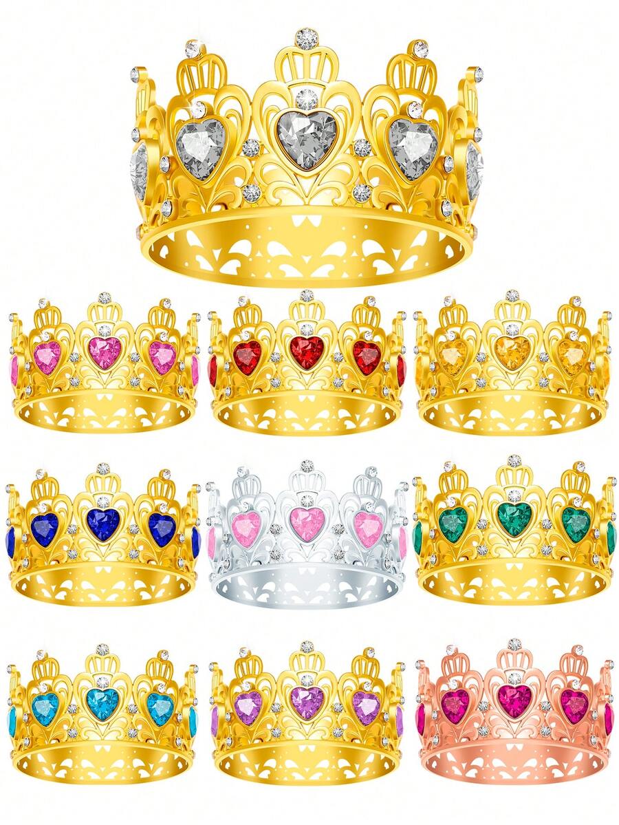 1pc Heart Shaped Mini Crystal Crown, Princess Birthday Hair Accessory Crown, Decoration