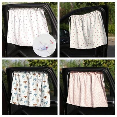 Suction Cup Curtain In The Car Window Sunshade Cover Cartoon Universal Side Window Sunshade UV Protection