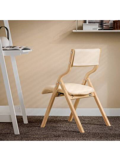 SoBuy Folding Wooden Stoel Upholstery Ergonomic Kitchen Dining Room Chair, Foldable Space Saving, Fully Assembled, Ideal Kitchen, Balcony Office, Grijs FST40 HG view 2