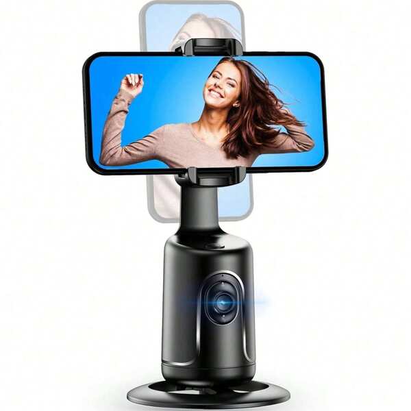 Automatic Face Tracking Tripod, No App Required, 360° Rotating Face & Body Tracking Phone Stand For Vlogging Live Streaming, Smart Phone Tracking Mount With Rechargeable Battery
