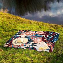 1 Piece Of "Color Leaf Beach Style Pattern, Fantasy Leaf Charm Beach Style, Green Yellow Palm Leaf Pattern, Wild Green Plant Animal Picture, Blue Green Leaf Vein Pattern, Perfect Choice For Beach Leisure" Made Of 100% Polyester Material, Waterproof And Quick-Drying, Washable And Machine Washable Picnic Mat, Perfect For Outdoor Camping And Beach Vacation.Travel Essentials Travel Accessories Beach Essentials - Multicolor - View 9