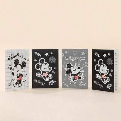 Miniso Magical Mickey Series Creative Doodle Car Line Notebook Set, 4 Books, 28 Sheets Each (1 PC)