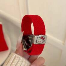 Sanrio 1pc Sanrio Minimalist Fashion Woven Magnetic Clasp Hello Kitty Apple Watch Band Strap, Adjustable Magnetic Clasp Apple Watch Band, Compatible With Apple Watch Series 38/40/41/S10 42/44/45/49/S10 46mm, Apple Watch Ultra/SE/8/7/6/5/4/3/2/1