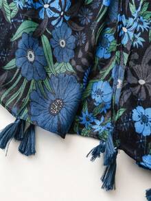 1条女士简约印花围巾，新款秋冬保暖围脖，时尚长披肩，防晒沙滩巾，多功能户外披肩 - 彩色 - 查看 4