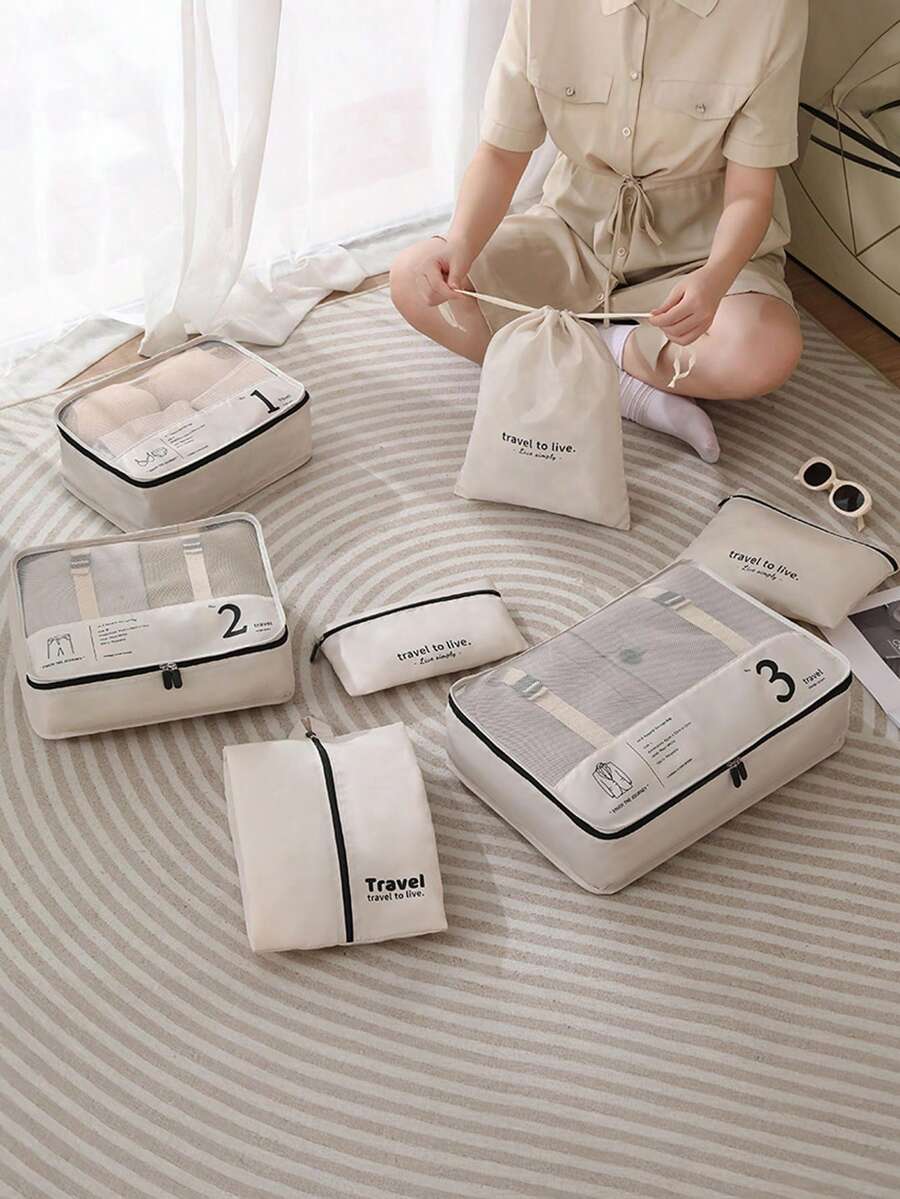 7Pcs/Set Large Capacity Foldable Storage Bag For Sorting Clothes, Pants, Underwear, Socks With Easy Access And Visibility - Space-Saving - Multicolor - View 1