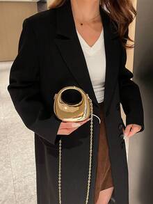 Mini Acrylic Party Handbag, Accessories Shoulder Crossbody Bag, Mini Evening Purse, Ladies Personalized Fashion Chain Lipstick Bag, Suitable For Valentine's Day, Parties, Dates, Shoulder/Crossbody Bag, Gold Coin Purse - Gold - View 4