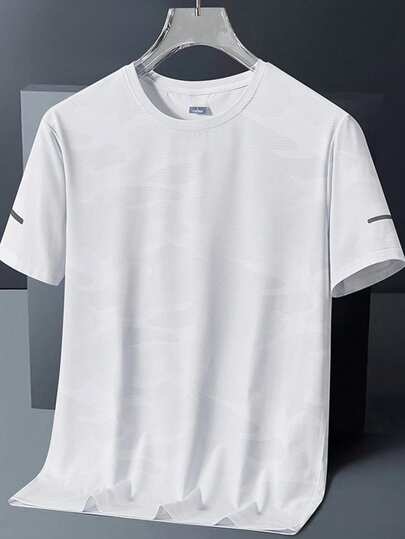 男友风格男士速干短袖 T 恤、透气跑步健身运动上衣、冰感 T 恤