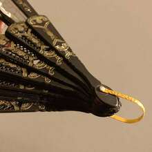 1pc Exquisite Gold Rose Lace Fan, Elegant And Beautiful Lace Material, Cool Fan Accompanies Your Daily Travel, Gatherings And Parties, Suitable For Photography And Dancing, A Must-Have Decorative Item For Fashionable Women's Charm! Vintage Black Lace Folding Fan JK Lolita Cheongsam Fan Antique Style Photo Props Lace Lace Women Folding Summer Wedding Gifts Dance High End Props Folding Fan Fan Hand Fanfolding Fan - Golden Rose Lace Fan - View 10