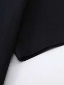 [ Letter Tees] Comfortable Breathable Casual Crew Neck  Letter Print Tees For Men, Short Sleeve T-Shirt - 黑色 - 查看 5