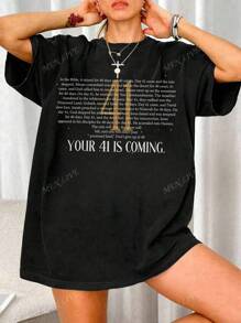 Summer Printed T-Shirt, Oversized T-Shirt, Religious T-Shirt, Bible Verse T-Shirt, Love Jesus T-Shirt, Faith T-Shirt, Christian T-Shirt, Cross T-Shirt, Lightweight Breathable Casual Versatile Item For Summer