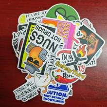 50pcs Snarky MEME Cartoon Graffiti Stickers, Waterproof For Water Bottle, Computer, Luggage, Halloween, Easter, Funny Phrases