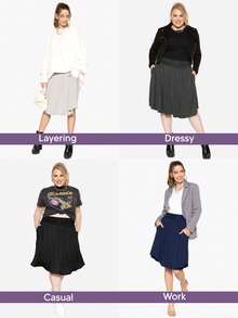 STRETCH IS COMFORT Women's And Plus Size Scoop Hem Flare Mid Length Skirt With Pockets | S-5X - Burgundy - View 5