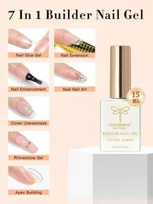 COLOURSMILE 15ml 透明指甲油 指甲强化凝胶延长凝胶底油 瓶装 可浸泡 UV LED 凝胶指甲延长 - 無色 - 查看 2