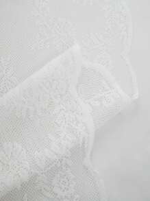 1pc White Floral Lace Sheer Curtain, Modern Minimalist Polyester Jacquard Window Curtain Suitable For Living Room, Bedroom, Outdoor Party, Home Use