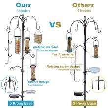 Deluxe Bird Feeding Station Kit Metal Bird Feeding Station With Stand 238cm Height Adjustable Feeding Station Birds With 3 Feeders, J-Hook Kits And 5 Prong Pole Stabilizer For Grains Peanuts - 94 Inch With 3 Feeders & J Hook Kits - View 3