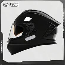 AD 1 szt. Certyfikowany kask motocyklowy na rower elektryczny DOT&ECE, uniwersalny, całoroczny, motocyklowy kask integralny z dwoma wizjerami