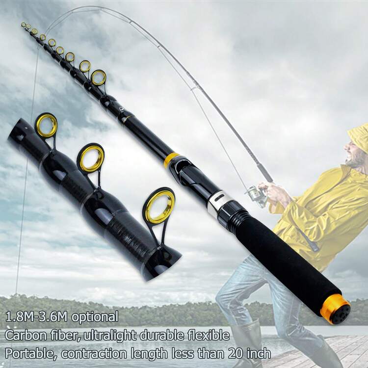 A&N Mystical Canne à Pêche Télescopique Carbone 300-800 Cm - Canne Fibre Verre 5-25g Pour Pêche Et Géocaching