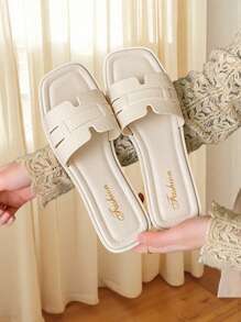 Women's Sandals, New Elegant Minimalist Casual Comfortable Non-Slip Slippers, Simple Fashion Flat Soft Lightweight Women Shoes, White Sandals, Fashionable Casual For Youth, Women's Slippers For Outdoor Walking, Beach, Vacation, Flat Sandals For Summer