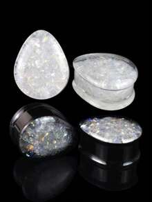 1 Cặp 8-30mm hình giọt nước Acrylic lấp lánh kim tuyến đo tai dùng xỏ khuyên cơ thể - sequin - Xem 1