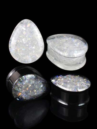 1 Cặp 8-30mm hình giọt nước Acrylic lấp lánh kim tuyến đo tai dùng xỏ khuyên cơ thể