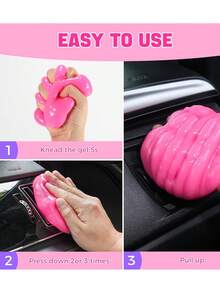Pink Car Cleaning Kit, Including Three Absorbent Car Wipes, A Pack Of Car Cleaning Soft Gel, A Car Wiper, Pink Car Accessories, Car Supplies,Car Must Haves - Pink - View 4