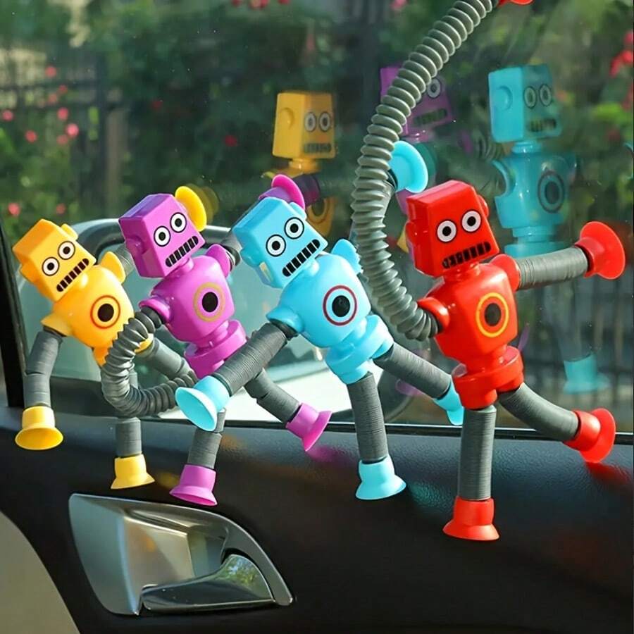 2pcs/4pcs Transforming Robot Suction Cup Toys - Relax For Kids, Perfect For Car, Bathroom, Bedroom Play - Assorted Colors(The Type Color Is Random) - Multicolor - View 1
