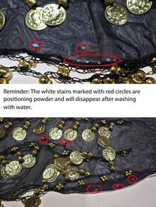 4pcs Belly Dance Costume Set, Including Chiffon Hip Scarf, Headscarf With Coins, And 2pcs Coin Bracelets, Halloween Theme - Multicolor - View 11