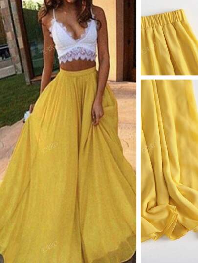 Plus Size Fashionable Loose Print Versatile Elegant Vacation Skirt