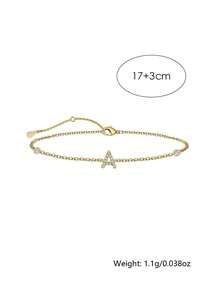 925 銀極簡風格人造方晶鋯石字母A-Z手環,1片