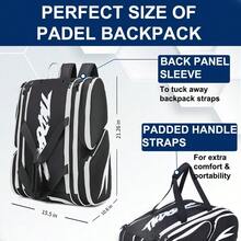 TILDOSAC Tennis Bag Padel Racket Bag Tennis Backpack For Padel Tennis Pickleball Paddles Large Padel Racket Protector Backpack Large Sport Pickleball Bag With Fence Hook Shoe Compartment - Black-white1 - View 2