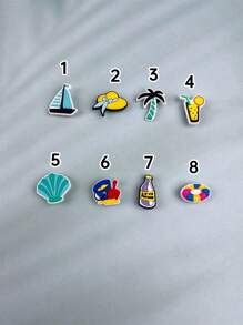 15pcs/Set Cartoon Sea Turtle & Coconut Tree Decorative Accessories Suitable For Sandals, Bracelets, Slides, Phone Case, DIY Customization, Gift For Beach Holiday, Birthday, Festival