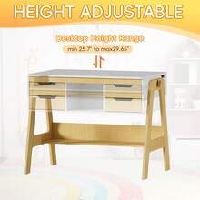 AYYDS Desk With Adjustable Height And Tilt, Multifunctional Desk With 2 Drawers, 1 Storage Compartment, 1 Lower Shelf, Modern Ergonomic Desk, 75.3 H X 63 W X 91.35 L - White - View 4