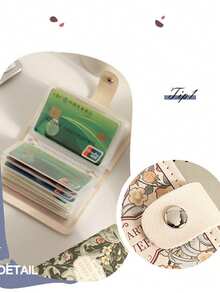 1PC Fashion Flower Oil Painting Card Holder Female Retro Style 20 Card Slots Bank Card Holder ID Bag Female Large Capacity Card Holder, - Multicolor - View 5