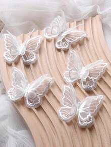 10/20 piezas Parche bordado de mariposa para coser, insignia para boda y vestido de novia, aplique bordado para manualidades de costura y DIY - Multicolor - Ver 2