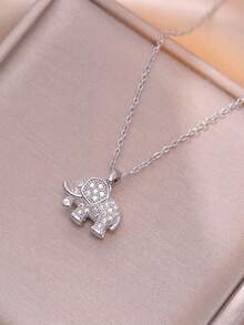 1pc Fashionable Cubic Zirconia Inlaid Pegasus Pendant Necklace, Stainless Steel, Gift For Mother's Day, Halloween, Christmas, New Year, Birthday