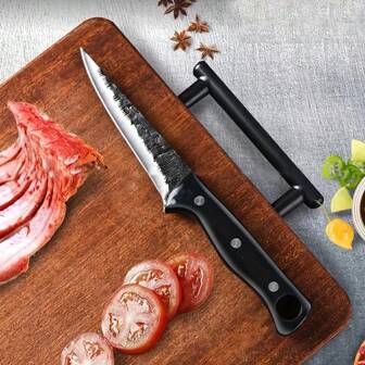7Cr17 High Carbon Steel Boning Knife, Kitchen Boning Knife, Cleaver Butcher Knife, Triple Forging Outdoor Felling, Camping Chopping Firewood, Fishing Handling Hunting Knife Gift Set For Father, Boyfriend