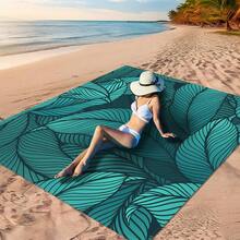 1 Piece Of "Color Leaf Beach Style Pattern, Fantasy Leaf Charm Beach Style, Green Yellow Palm Leaf Pattern, Wild Green Plant Animal Picture, Blue Green Leaf Vein Pattern, Perfect Choice For Beach Leisure" Made Of 100% Polyester Material, Waterproof And Quick-Drying, Washable And Machine Washable Picnic Mat, Perfect For Outdoor Camping And Beach Vacation.Travel Essentials Travel Accessories Beach Essentials - Multicolor - View 33