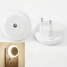 1 pieza Lámpara sensor de luz inteligente redonda, Luz nocturna LED con sensor de luz enchufable, luz suave sin deslumbrar, encendido y apagado automático, pantalla de plástico, base de lámpara con brida, enchufe europeo, 220-240V, apta para pasillos, baños, dormitorios, cocinas, salas de estar - Regalo perfecto para Navidad, Acción de Gracias, Año Nuevo, Día de San Valentín, Iluminación ambiental | Lámpara táctil de moda | Sensor, luz nocturna para el dormitorio