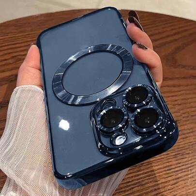 VRNOEI Ốp điện thoại từ tính mạ điện cao cấp, tương thích với iPhone 16/15/14/13/12/11/17 Pro Max/16/15/14 Plus/AIR, hỗ trợ sạc không dây từ tính, chống sốc và chống rơi, unisex, ốp điện thoại khung từ tính trong suốt.