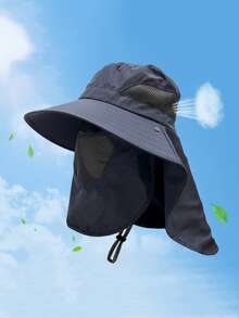 1pc Summer Wide Brim Sun Hat, Foldable UV Protection Cap, Bucket Hat, Unisex Outdoor Hiking Fishing Hat - A - View 6