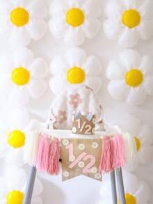 22 件白色雏菊气球套装，向日葵形状铝箔气球，适用于花园主题派对、生日派对、教室装饰，可爱的雏菊气球装饰 - 雛菊套裝 - 查看 3