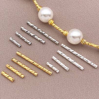 20/30/50pcs Real 18K Gold Plated Tube Beads Brass Twisted Tube Seed Beads Long Tube Spacer Beads For DIY Craft Women Bracelet Necklace Jewelry Making Hole: 1.5mm