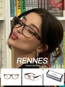 1副女士波西米亚风装饰春季新款经典旅行全框平光镜片眼镜，适合搭配各种服饰，可作礼物