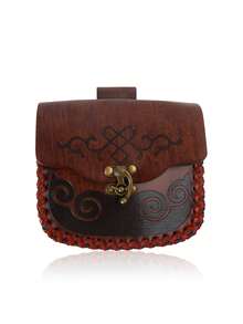 1PC Medieval PU Leather Pouch Portable Drawstring Purse Medieval Belt Pouch Vintage Renaissance Belt Pouch Dice Bag For Men Women Costume Accessories LARP Vintage Viking Belt Pouch Halloween - Buckle Bag - View 3