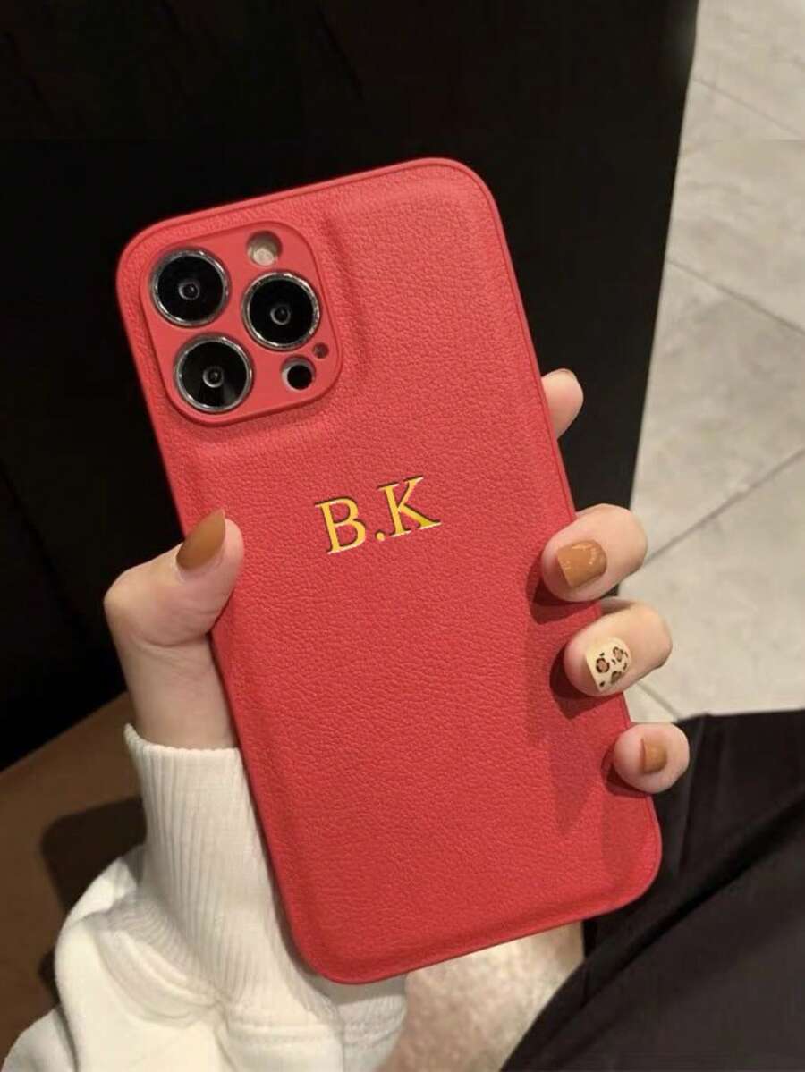 定制手机壳，兼容 17/16/15/14/13/12/11 Pro Max/17/Air/16/15/14 Plus，兼容三星 S25/S24/S23/S22/S21 Ultra Plus/S23/S21/S20 FE/A55/A54/A53/A52/A51/A35/A34/A33/A32/A23/A21S/A15，后盖采用韩国奢华皮革，防震耐用，可个性化定制姓名首字母，3D DIY 立体烫金工艺，手机及配件，时尚秋季款，个性定制手机壳，送给男友、女友、家人、朋友、祖父母、情侣，周年纪念日、生日礼物，可爱手机壳