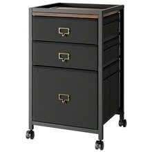 Filing Cabinet With 3 Drawers, Rolling Filing Cabinet Fits Letter Or A4 Paper. Vertical Filing Cabinet On Wheels, Vertical Office Filing Cabinet, Small Storage Cabinet Under The Desk For The Home Office. - màu đen - Xem 2