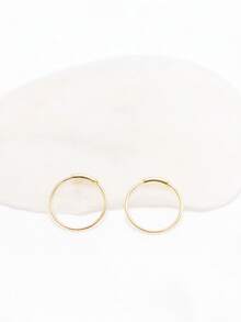 925 Sterling Silver Nose Rings Piercing Nose Hoop Body Jewelry 22G 9mm - Yellow Gold - View 4