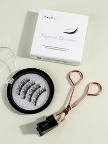 1 Pair CC Curl Reusable Magnetic Eyelashes With Applicator, Magnetic Eyelashes Natural Look Magnetic Lashes Kit With Magnetic Lash Applicator Wispy Cat Eye Lashes Reusable Magnetic Eyelashes Kit No Glue Or Eyeliner,Suitable For Women's Daily Dating, Simple And Convenient Operation, Suitable For Dating Parties And Other Occasions, False Eyelashes, Natural Enlarged Double Eyelashes, Waterproof And Sweat-Proof False Eyelashes - 黑色 - 查看 4